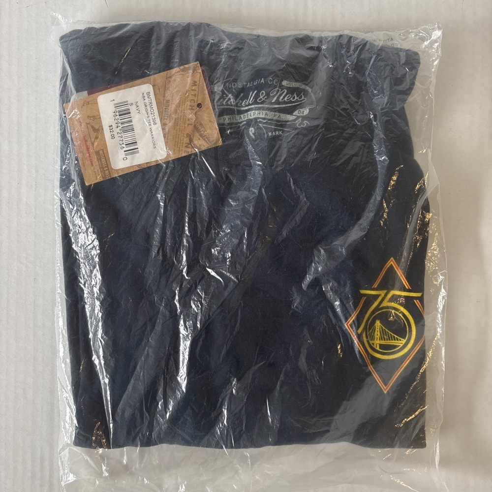 Golden State Warriors Origins mitchell & ness 75th Anniversary Navy  Shirt S NWT